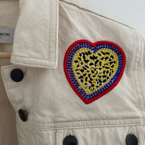 Embroidered cream denim jacket Anthropologie - Picture 3 of 6